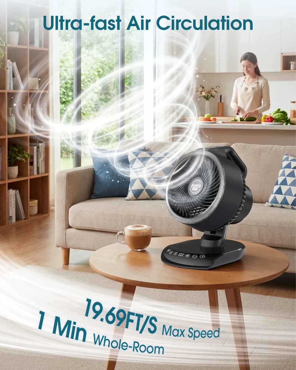 Versatile Fans In Cooling with Battery, LED, Oscillating for Bedroom, Home - Model 0EE15A