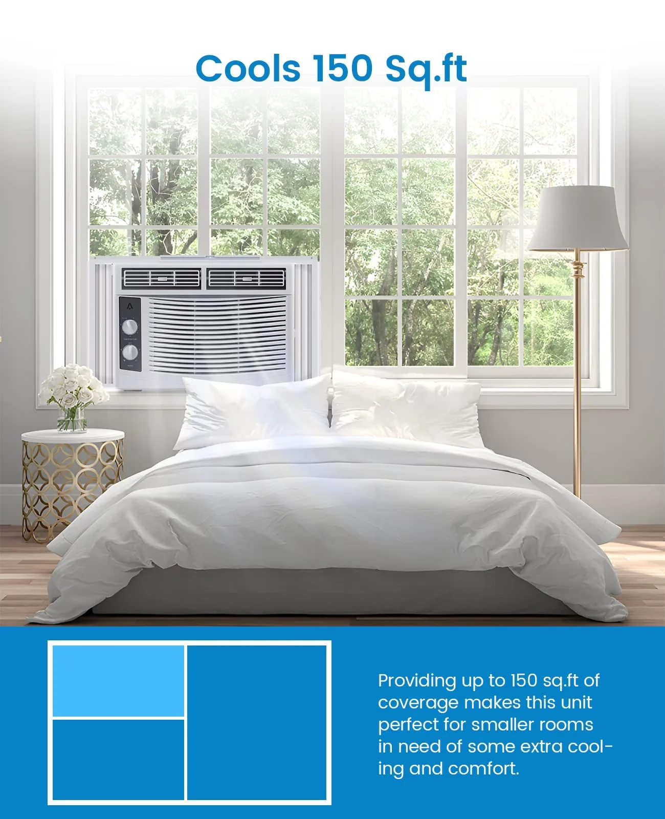 Air Conditioner Compact with 5000 BTU, Energy Efficient, Low-Noise & Energy Saver - White Model F2E18D