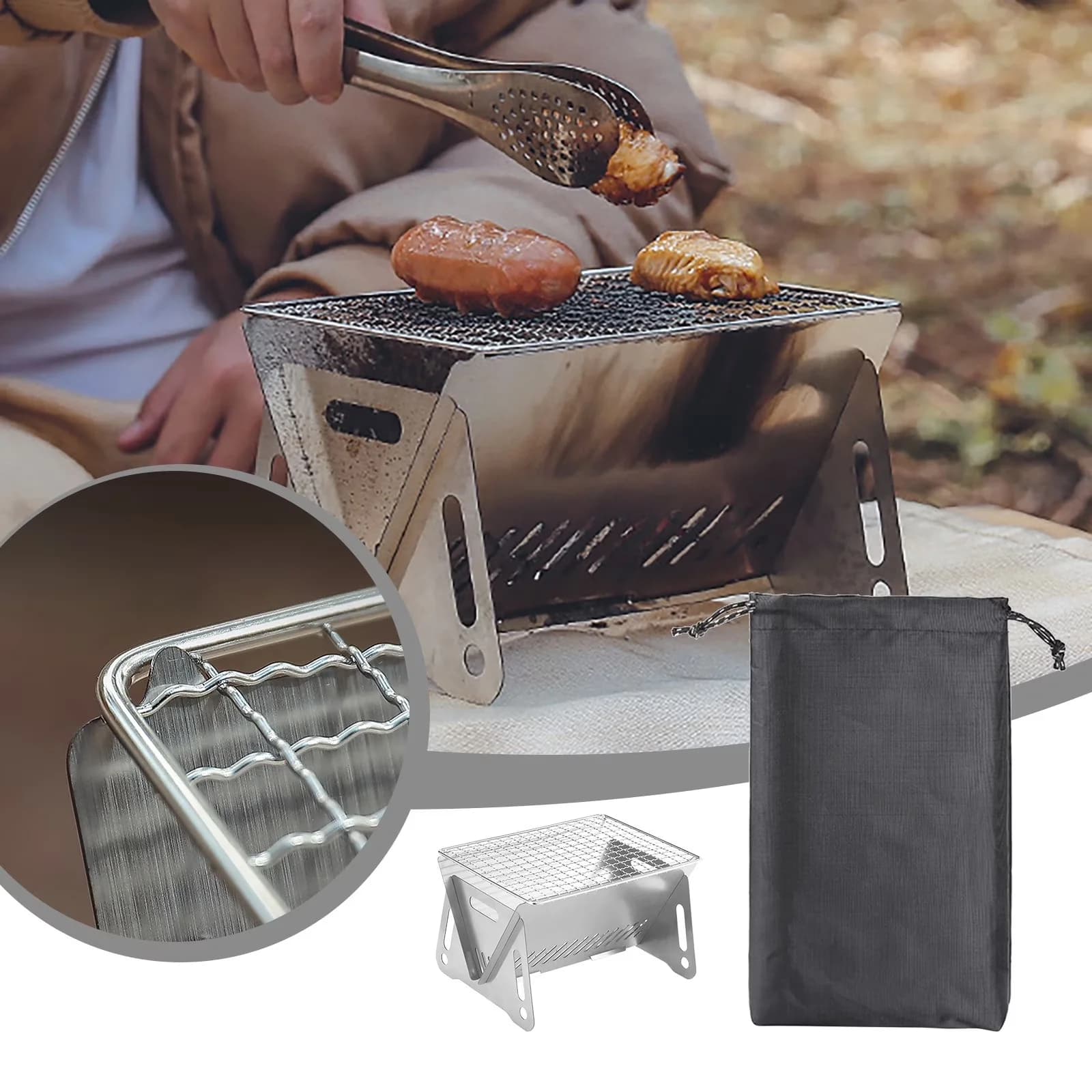 Classic Flat Top Grill with Portable, Lightweight Folding Travel - Metal Model 6D1912