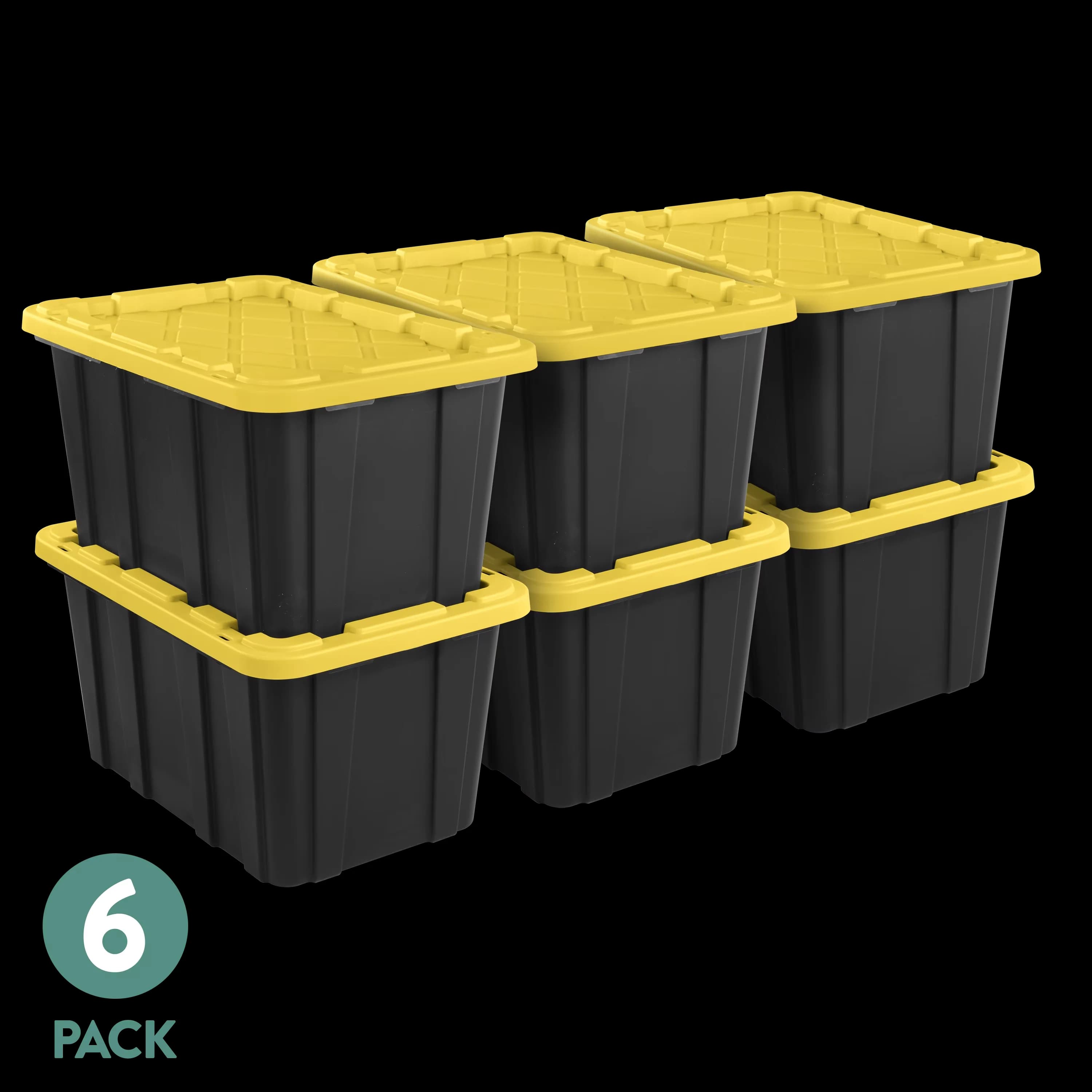Compact Garage Storage Supply with Stackable, Large Bin, 6 Pack - Plastic Yellow Model 055B1F