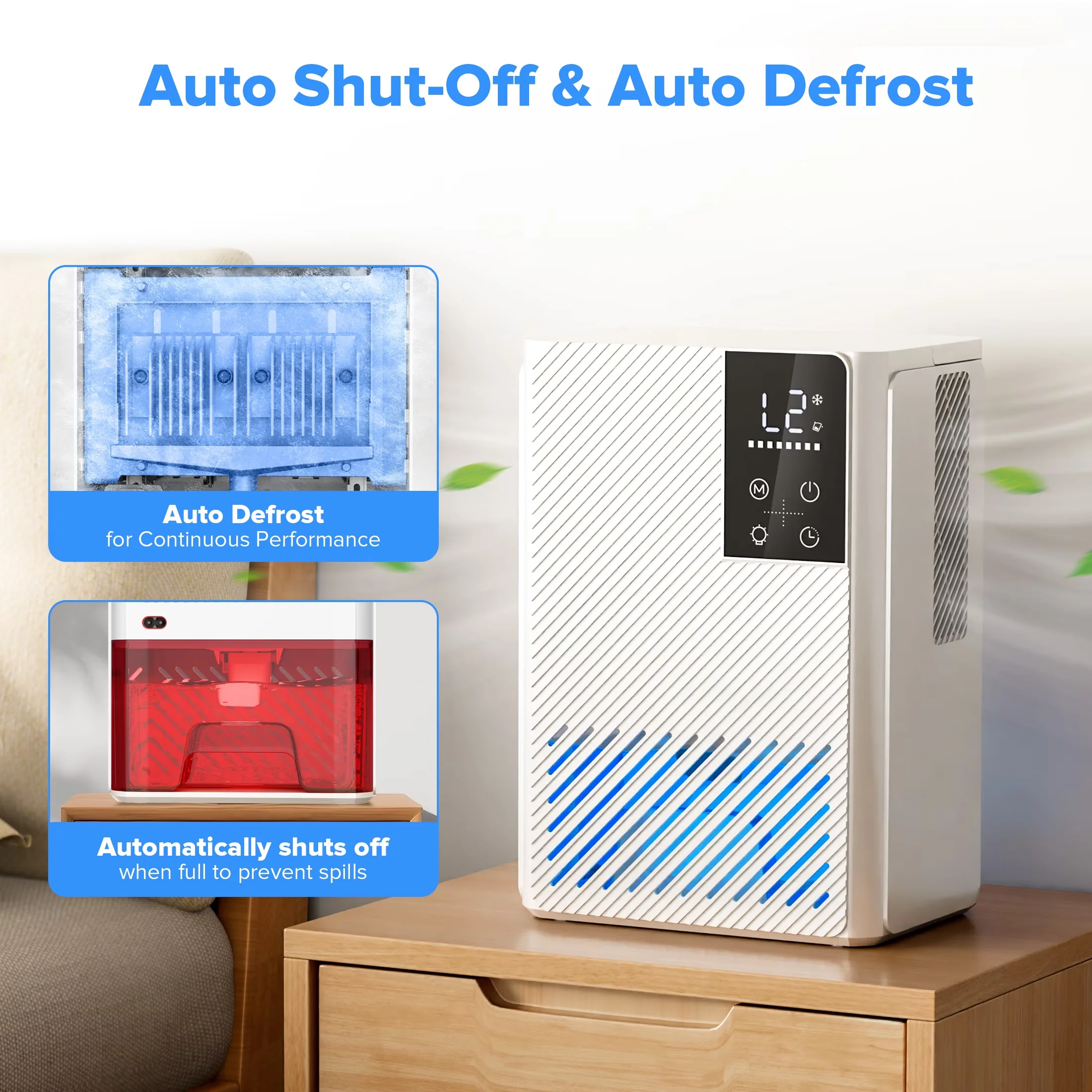 Dehumidifier Modern with LED, Automatic Shut-Off - 24H - Long-Lasting Performance Model 318972