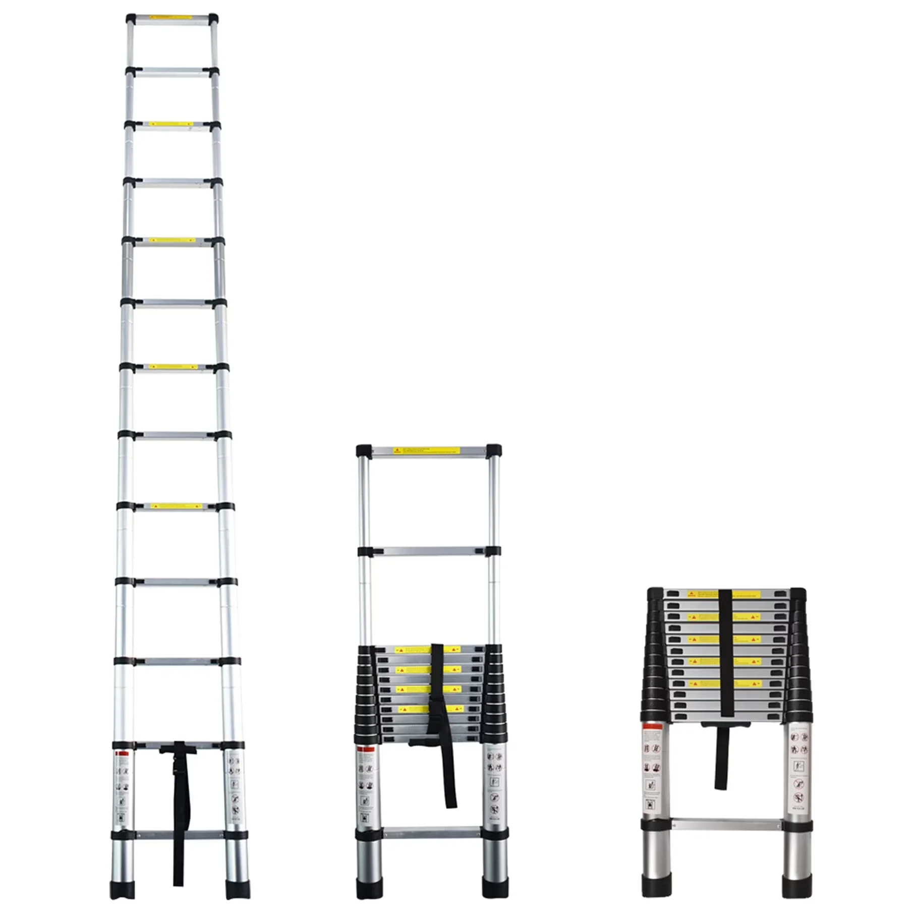 Reliable Ladders And Step Stool with Collapsible, One-Button Retraction Extension Ladder - Aluminum Silver Model 80F697