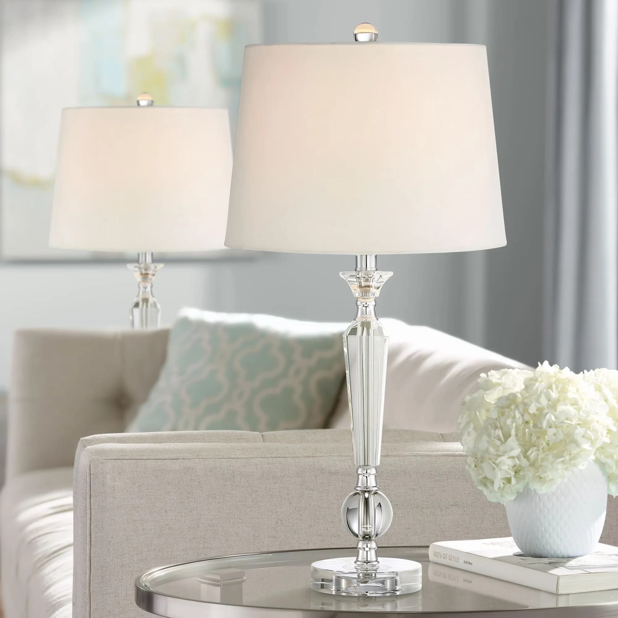 Sleek Table Lamp with Incandescent, Dimmable - Crystal Glass Clear for Living Room, Bedroom Model 5759C5