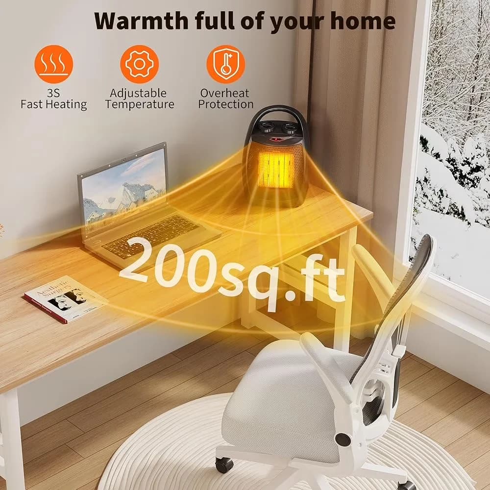 Quality Portable And Electric Space Heater with 1500W, Child Lock, Safe Quiet <45 dB - Black Model 7D3BF2