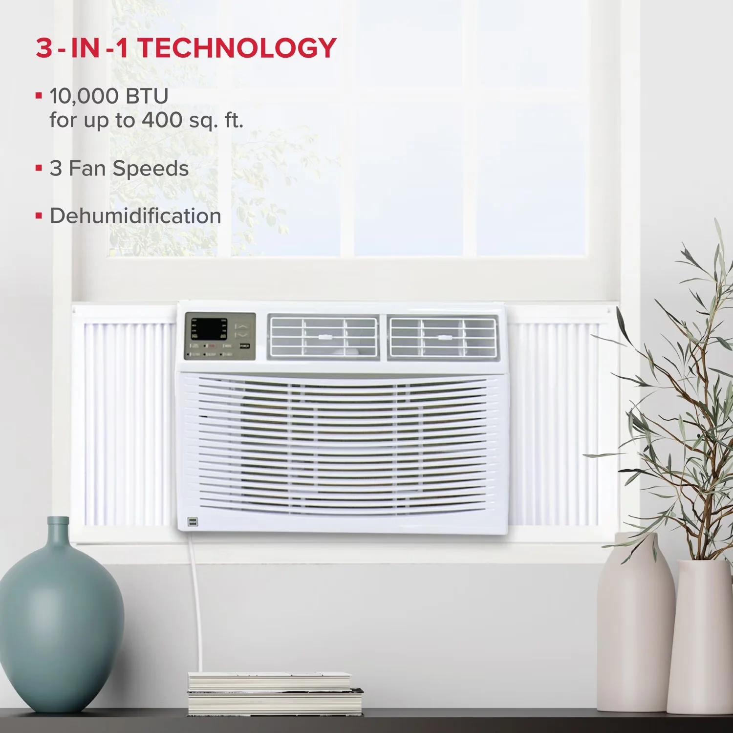 Air Conditioner Efficient with 10000 BTU, 115V, Remote Controlled - White Model B1E629