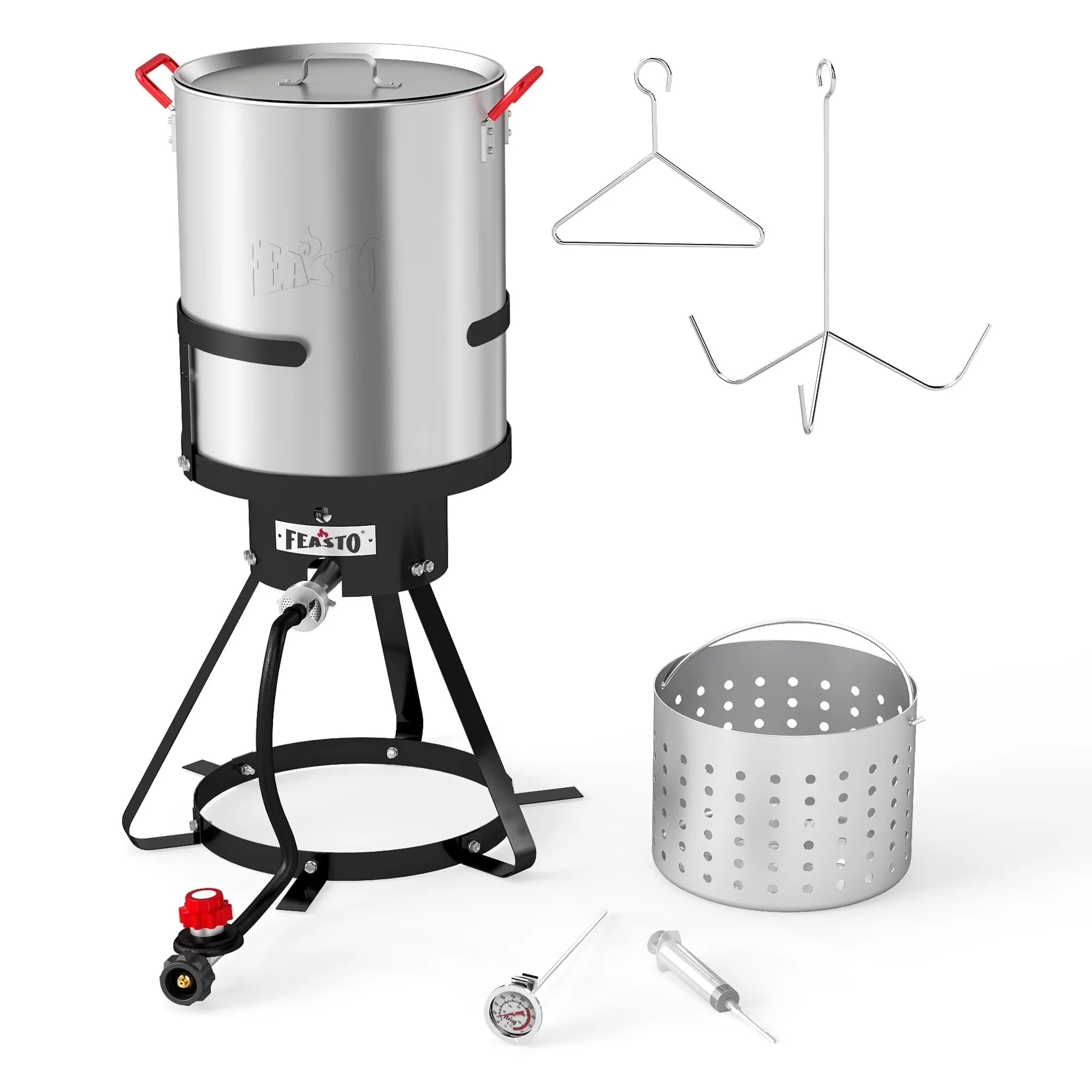 Outdoor Fryer Reliable with 50000 BTU, 30QT Turkey & Fish Set, Propane Boil - Aluminum, Steel Black, Silver Model 7D2935