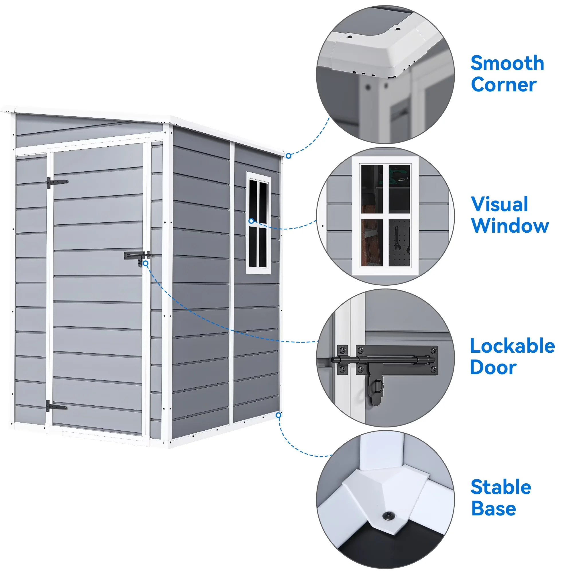 Modern Shed with Waterproof, Resin Large Storage, 5x4 FT Resin Outdoor Storage - Resin Model 420FFA