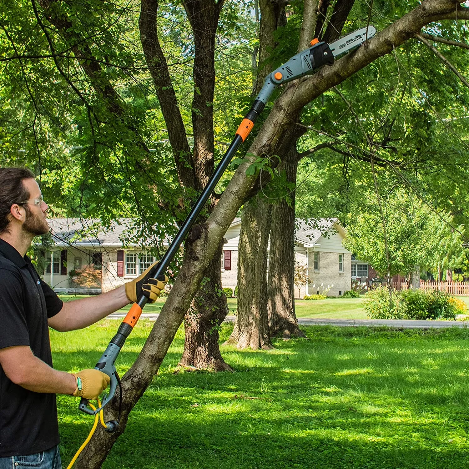 Innovative Pole Saw with Automatic Chain Oiler, Pole measures approximately 9ft 5in, Adjustable Head & Bar and Chain - Gray Model CC6FF3