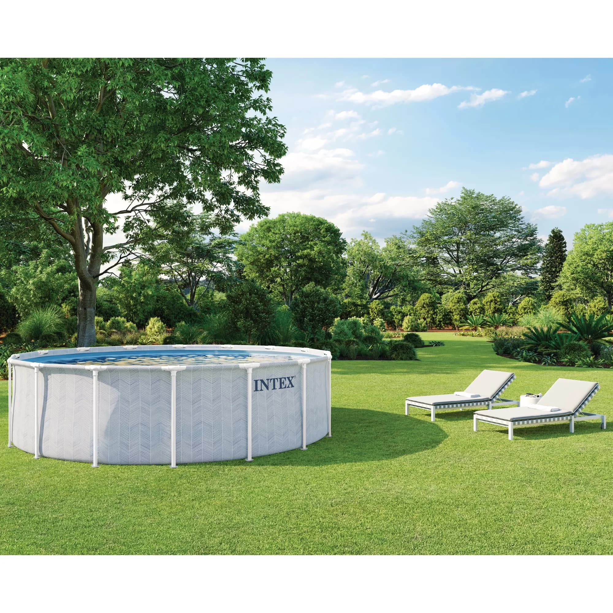 Efficient Above Ground Pool with Puncture Resistant, Cartridge Filter Pump - White Model B60649