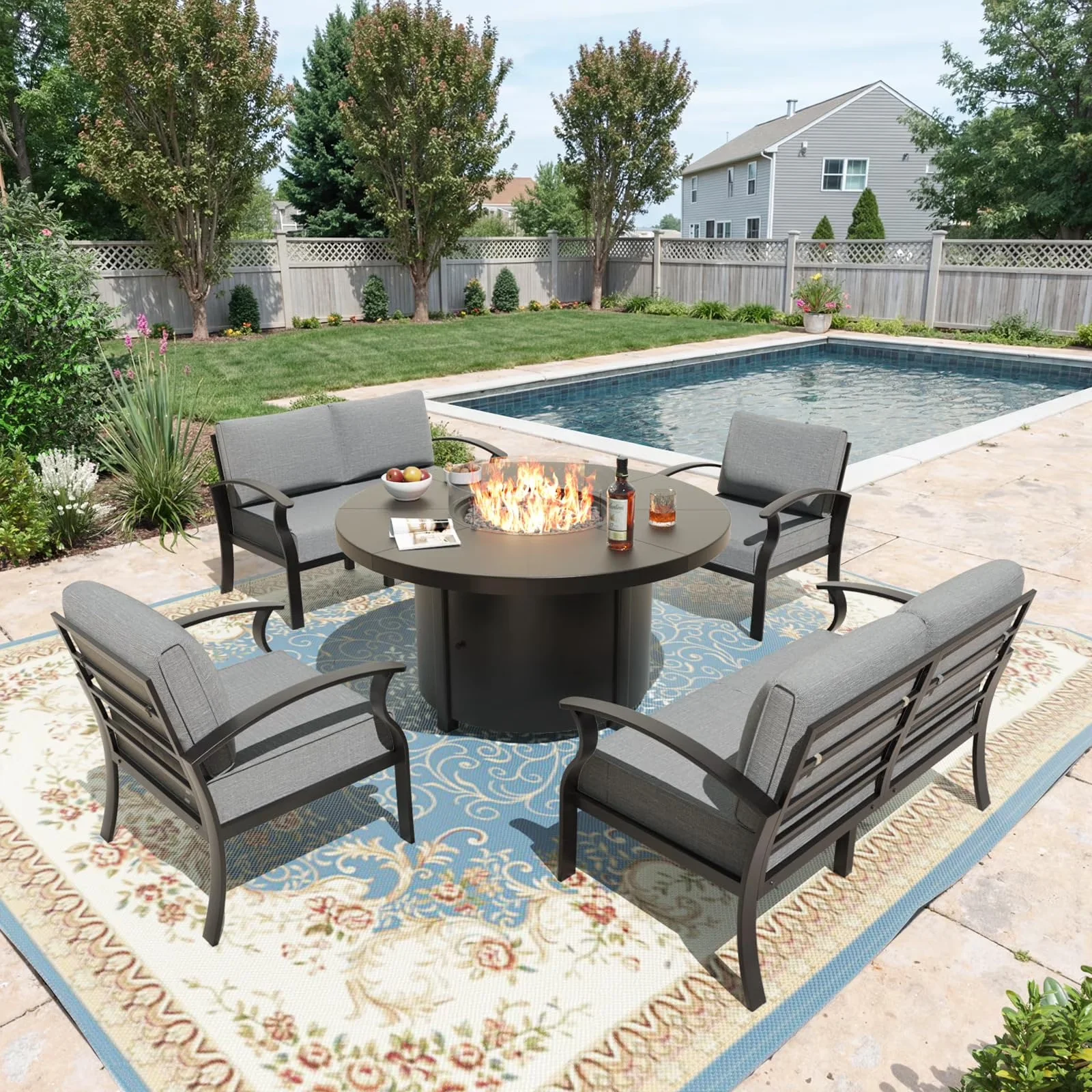 Outdoor Heating Quality with 40000 BTU, Adjustable Flame - Brown Metal for Patio, Garden Model 8195EC