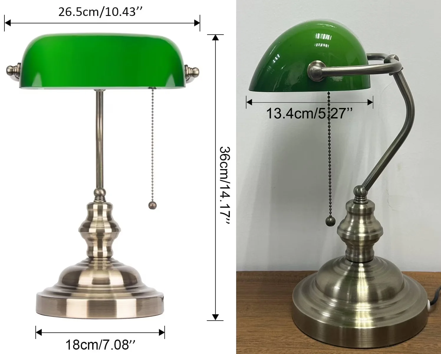 Table Lamp Modern with LED, Mid-Century - Glass Lampshade& Metal Body Green Model 4C3BB4