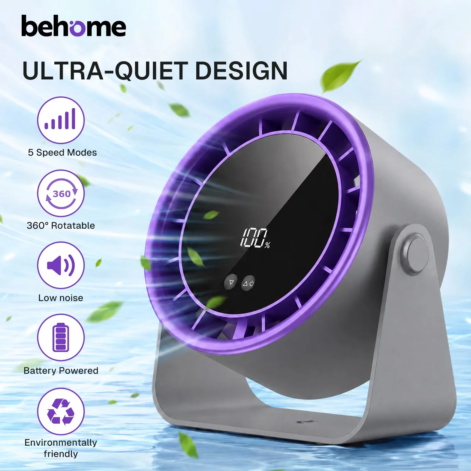 Professional Fans In Cooling with Battery, LED, Led Display - Black Abs+Pc+Electronic Components Model 5EE605