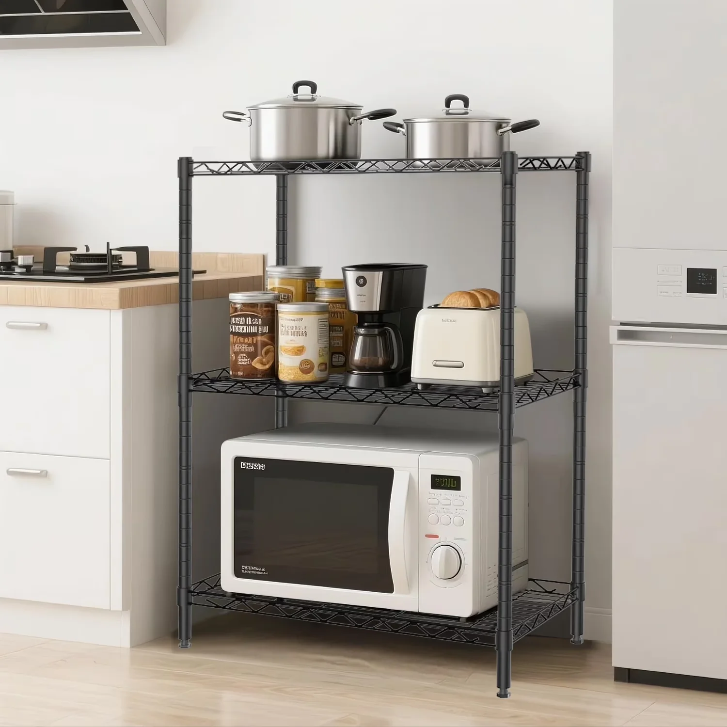 Garage Storage Supply Stylish with Modern - Black Wire Shelf - Compact and Portable Model EBD4DF