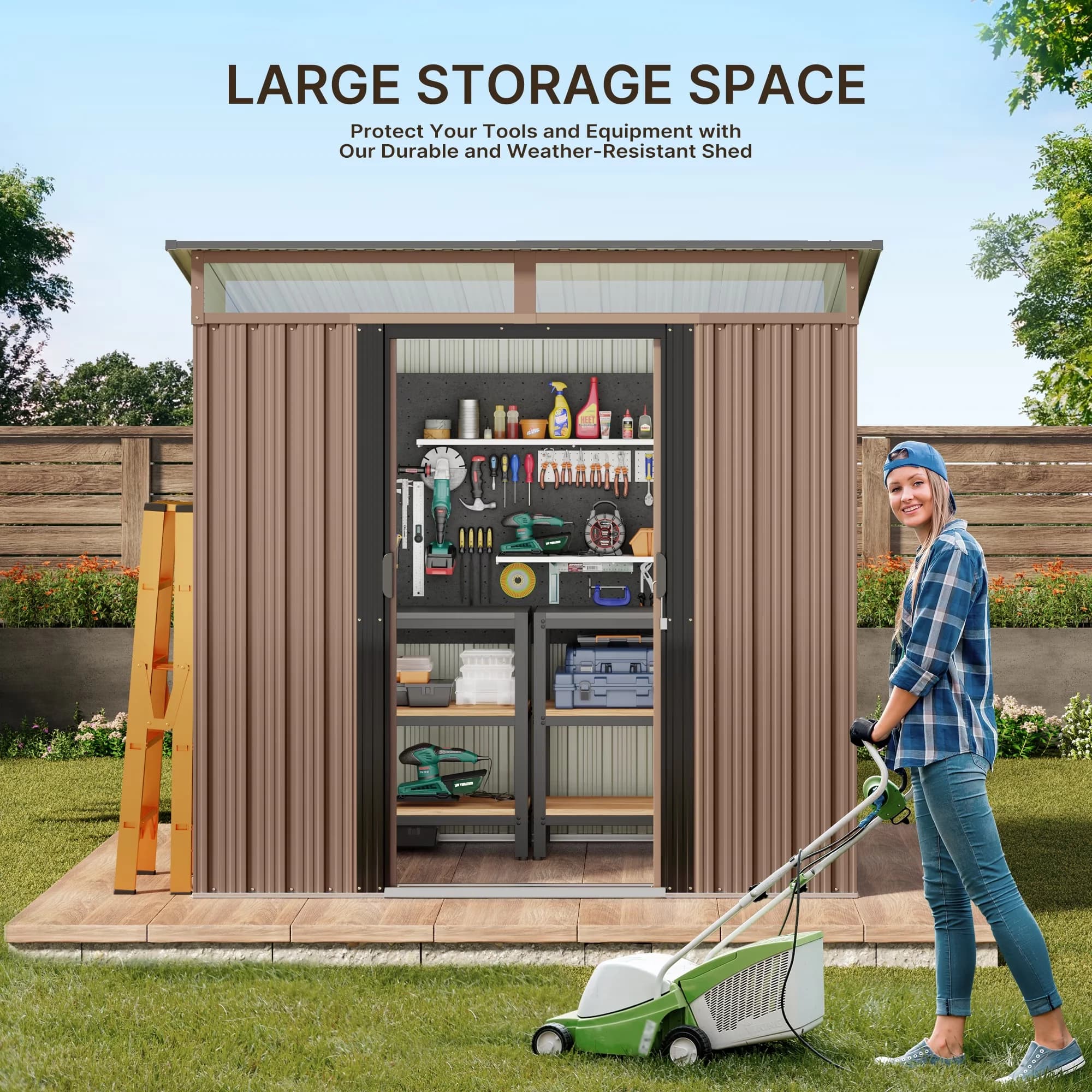 Versatile Shed with Lockable Door, Waterproof, Uv Resistant - Gray Metal for Garden Model F72AD2