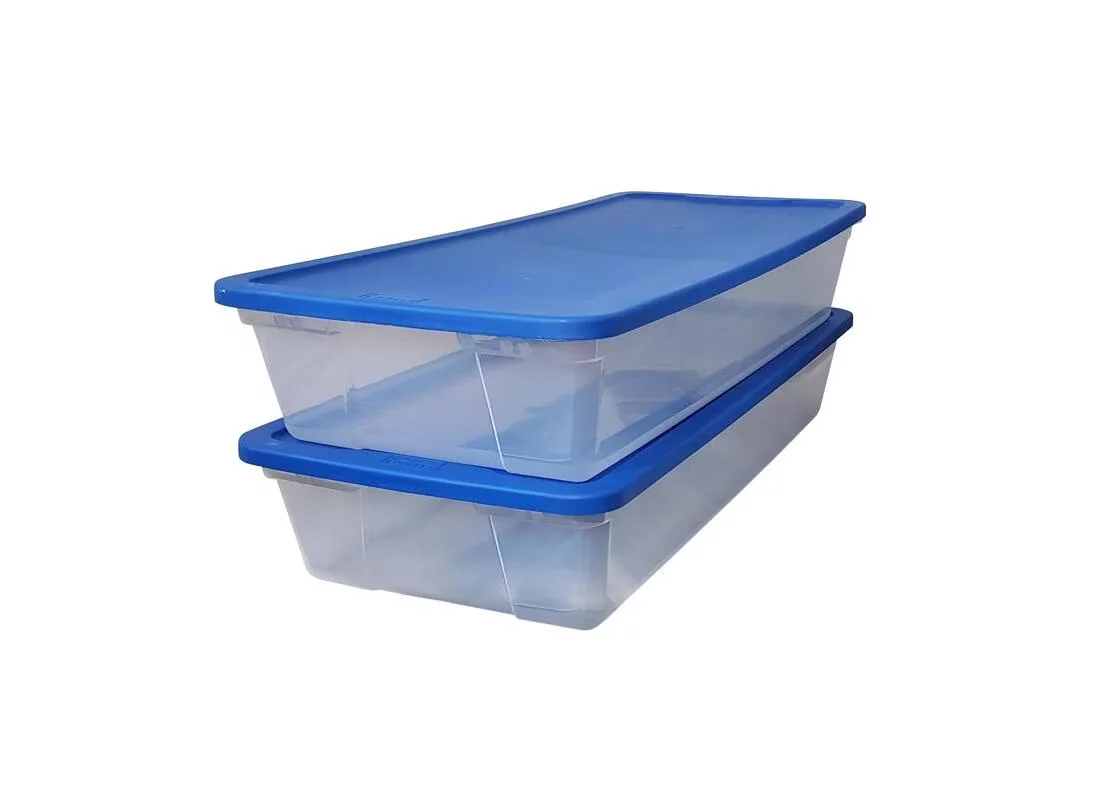 Garage Storage Supply Modern with Stackable, Totes are nestable without t - Plastic Blue Model 46185B