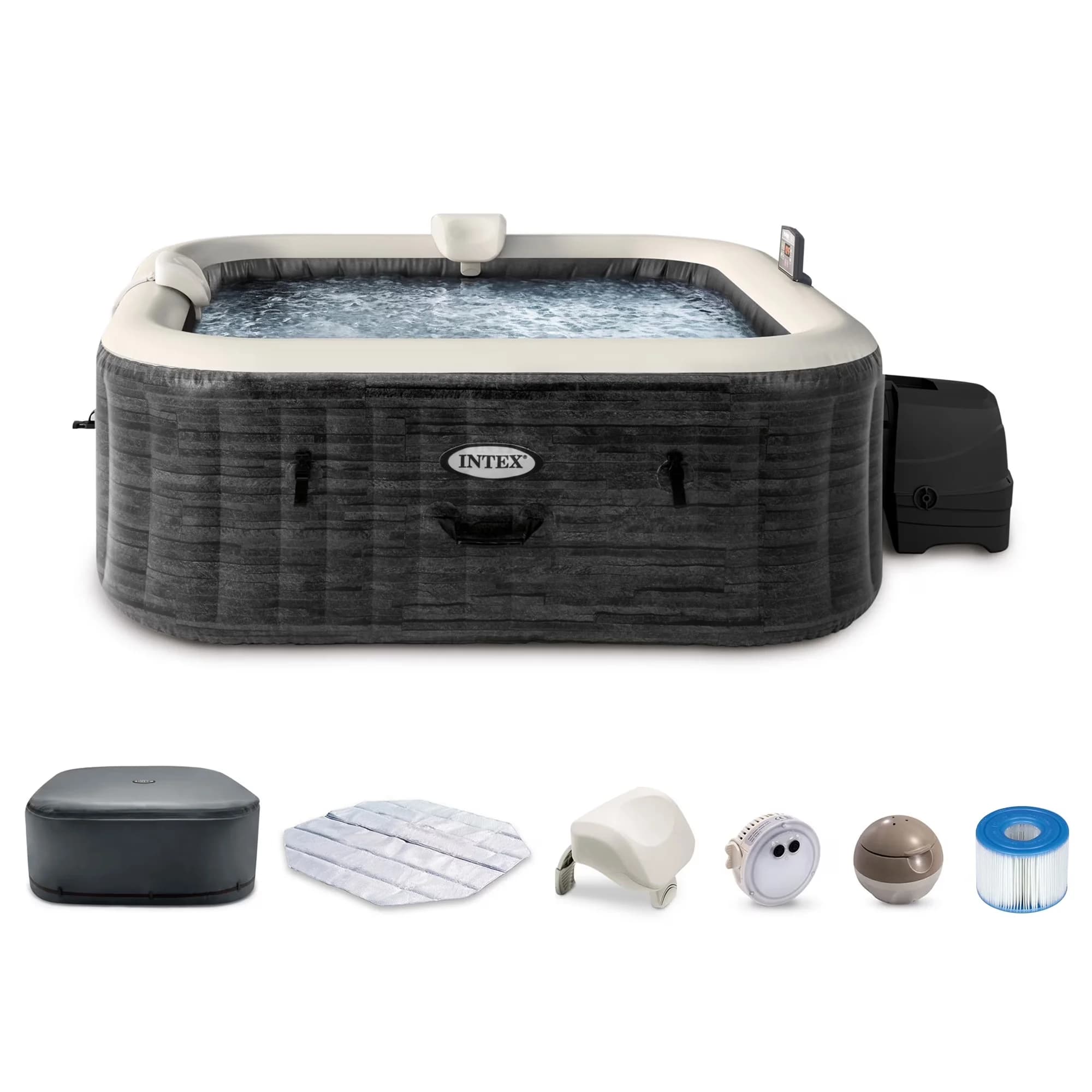 Premium Hot Tub with Inflatable, 77" x 28", 170 Bubble Jet - PureSpa - Space-Saving Design Model 407950