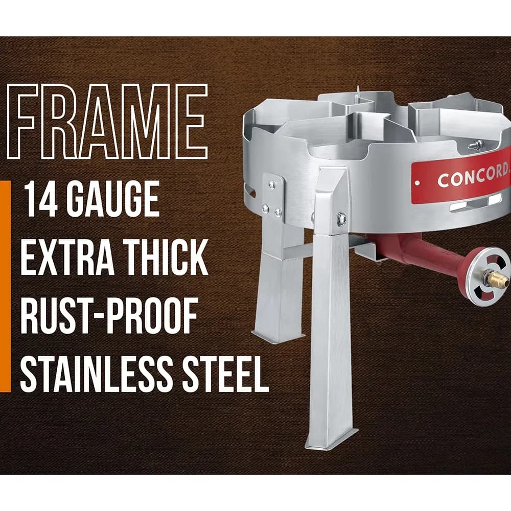Professional Outdoor Fryer with Weight 12 LBS. Titan Burner size: 12", Thermometer, Rack - Stainless Steel Silver Model 5CC45D