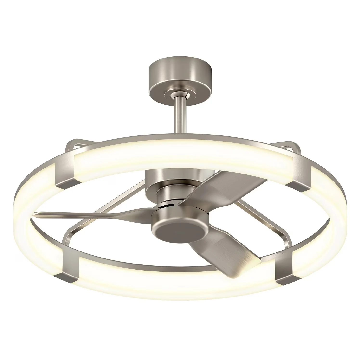 Essential Ceiling Fan with LED, Modern, Dimmable - Metal Silver Sunnyvale Model 7F601B