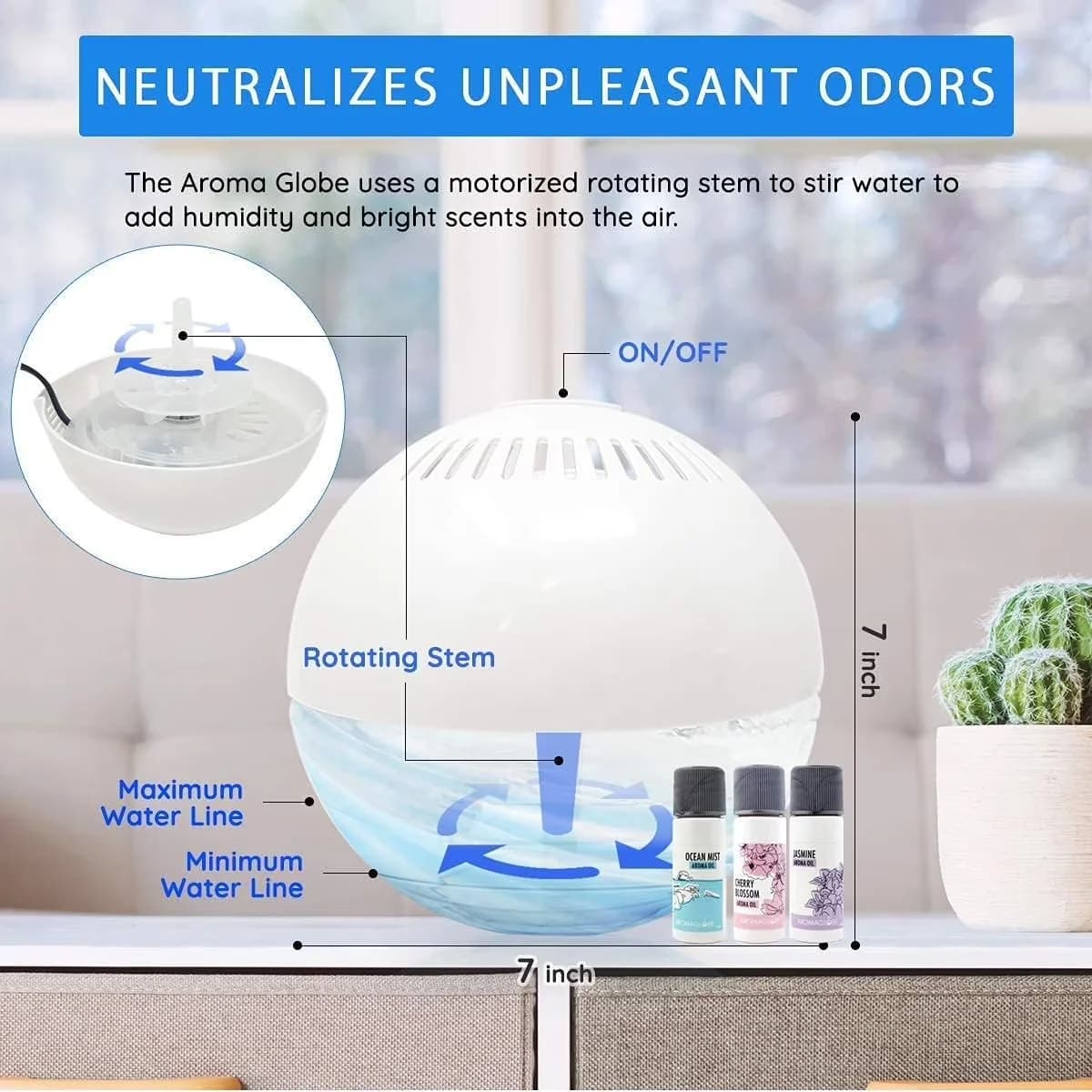 Durable Humidifier with LED, Oil Diffuser, Aromatherapy Air Washer - White for Home, Office Model 57D3E4