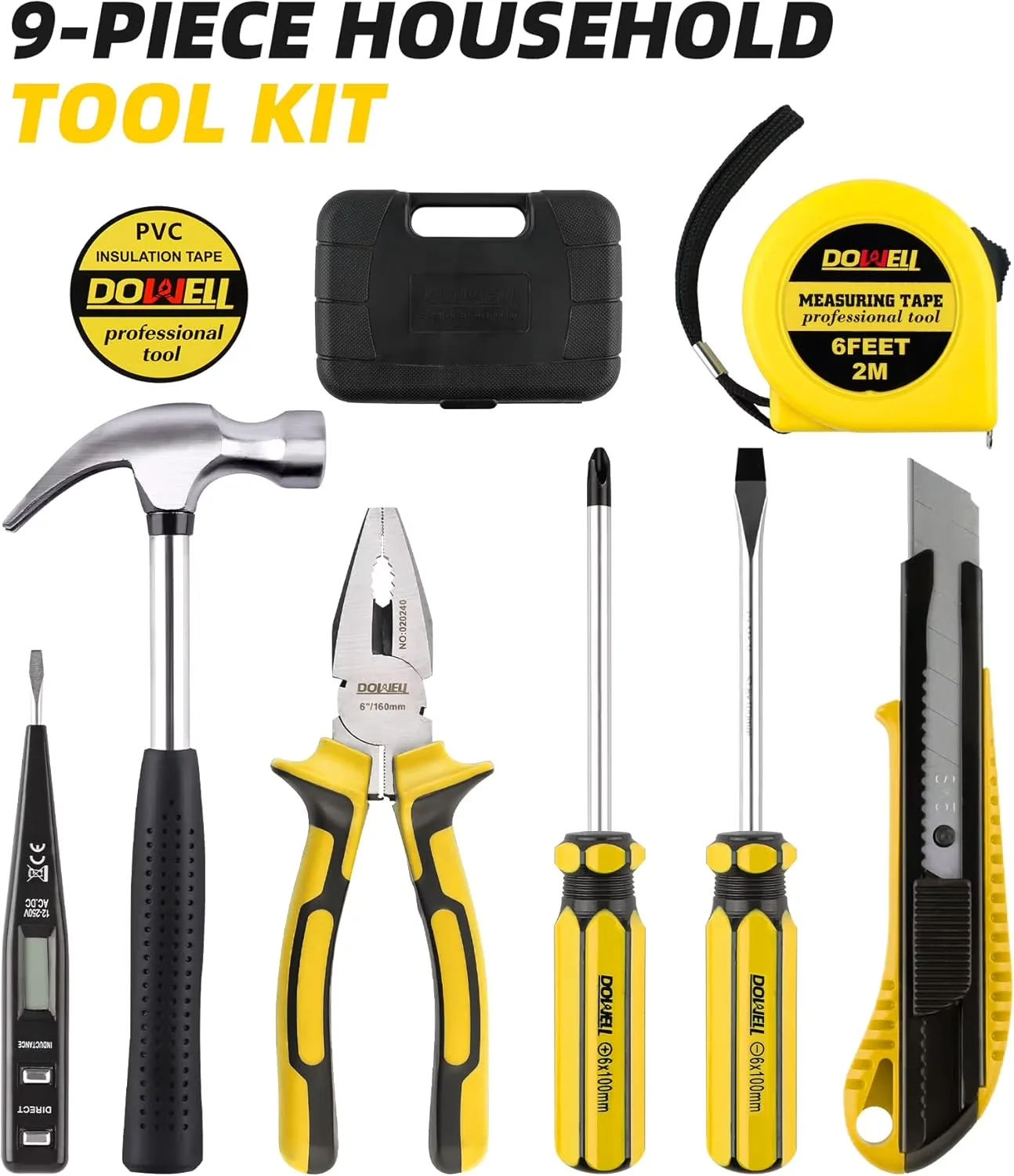 Compact Hand Tool Set with Corrosion Protection, Comfort Grip - Yellow Model 81612D