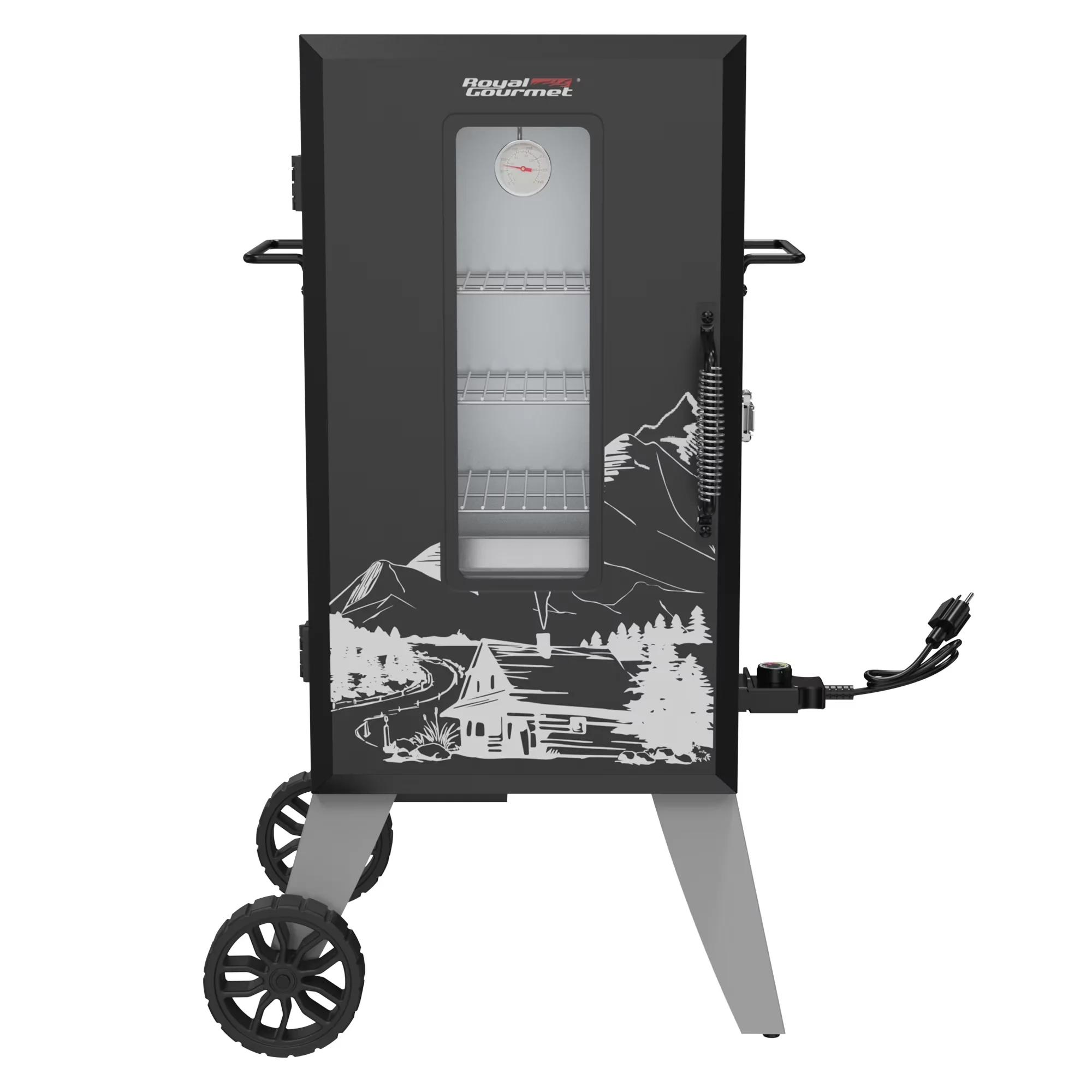 Smoker Modern with Digital Temperature Control, Adjustable Temperature Control - Black Steel (Main Body), Stainless Steel (Heating... Model E858AB