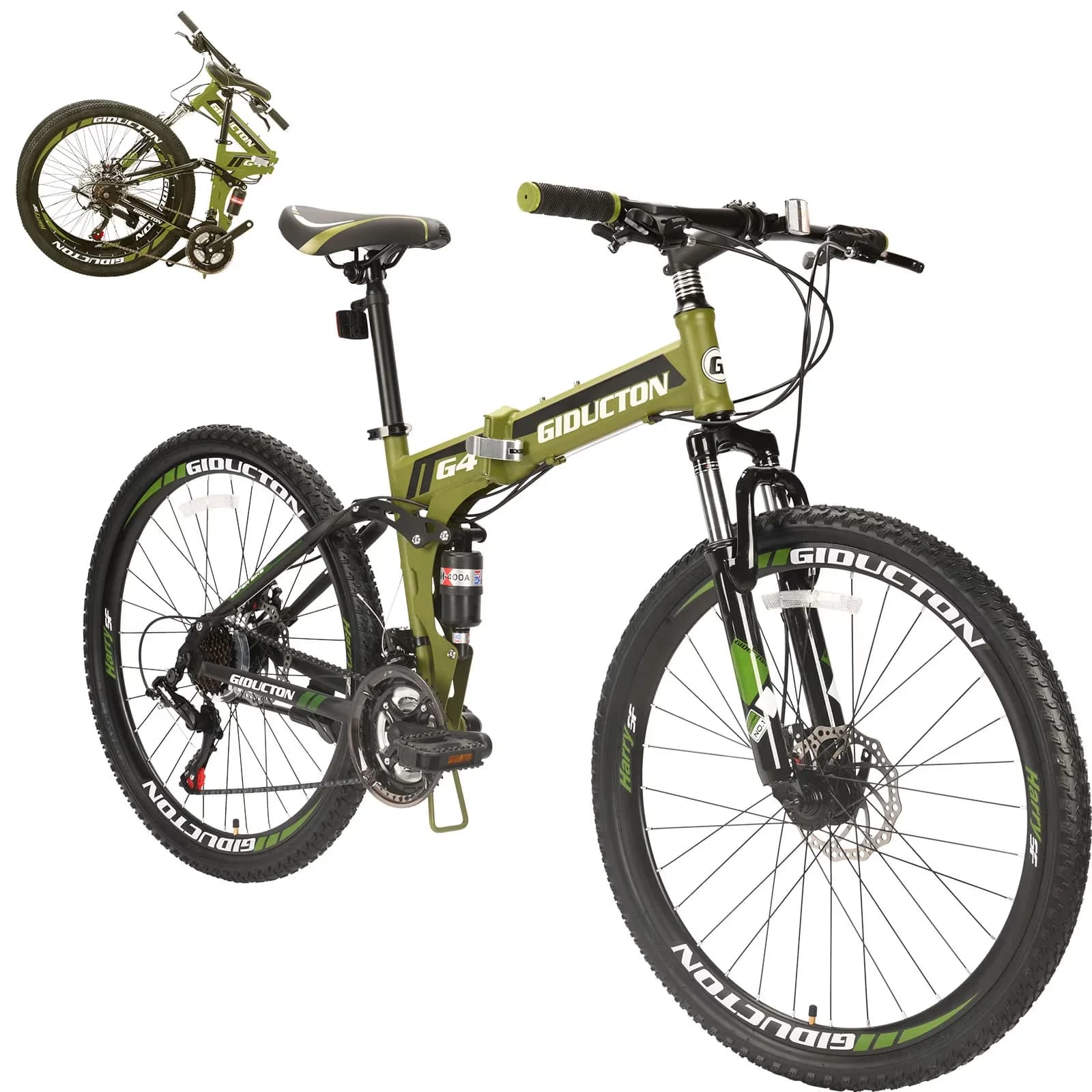 Mountain Bike Premium with Foldable, 21 Speed Bicycle Mens/womens Bicycle - Green Model E8C0F9
