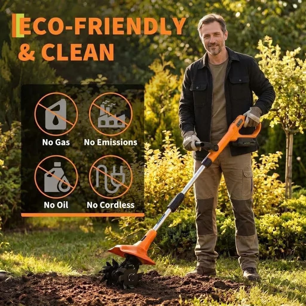 Compact Trillers Cultivator with 2 * 2.0Ah Batteries & Charger, Lightweight Rototiller - Model 441050