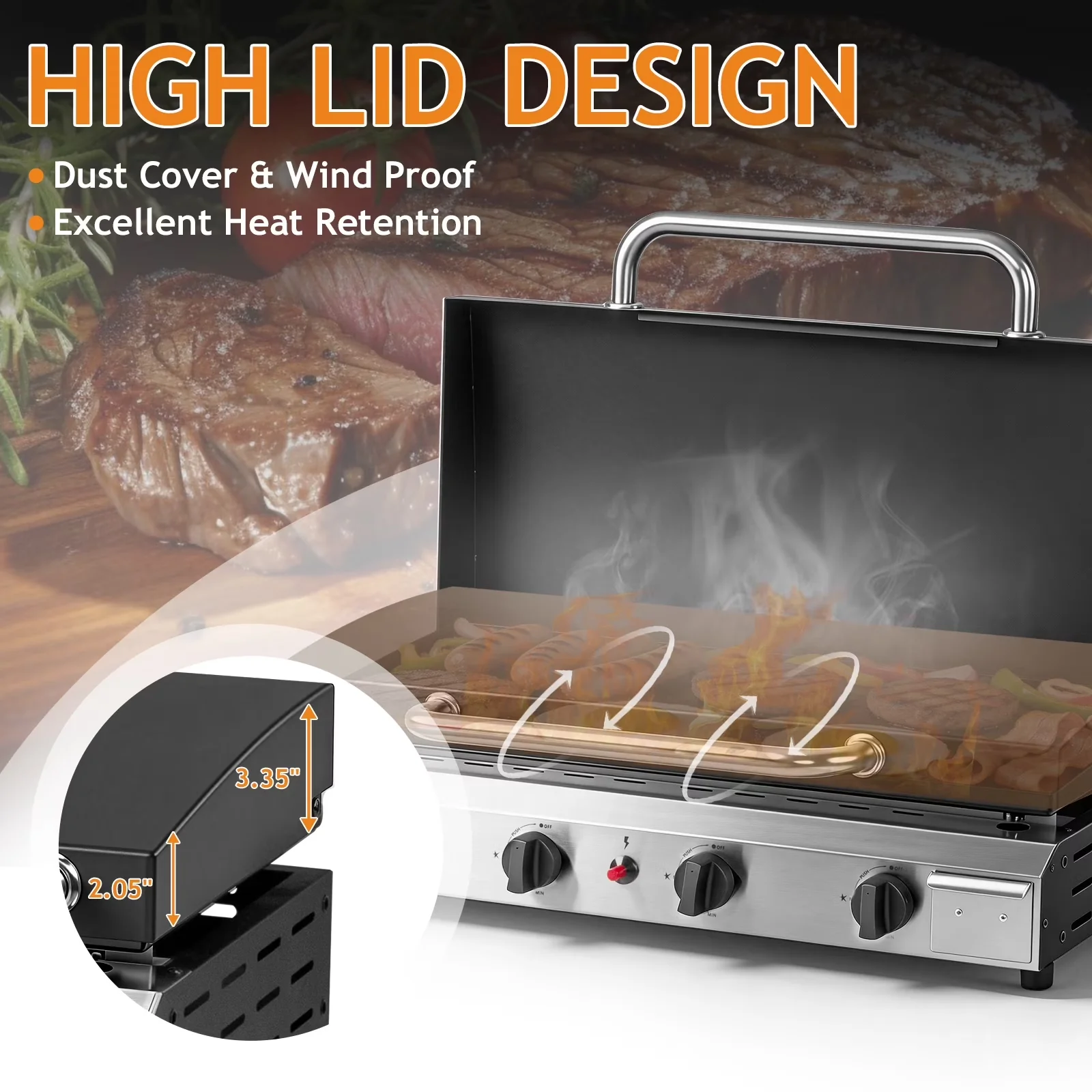 Innovative Flat Top Grill with Portable - Black Stainless Steel Propane Model 17AF00