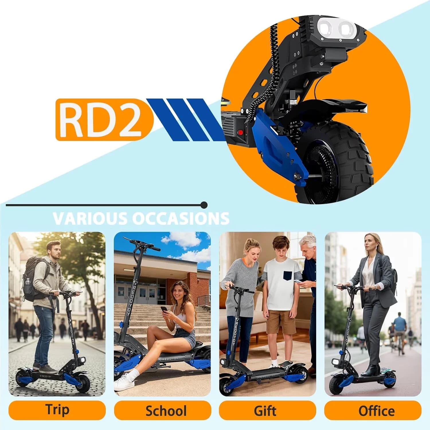 Modern Scooter with 5000W, Bluetooth, Foldable - Alloy Steel - Durable Build Model A9323C