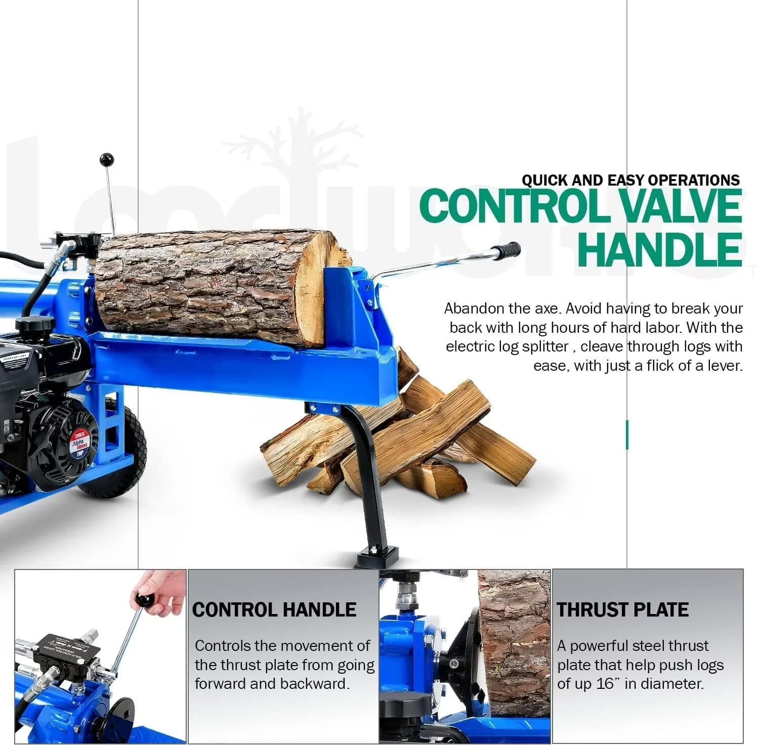 Stylish Logsplitter with Wheeled, 20-Ton Log Splitter, 7HP 209CC Gas Engine - Multicolor Model A797AB