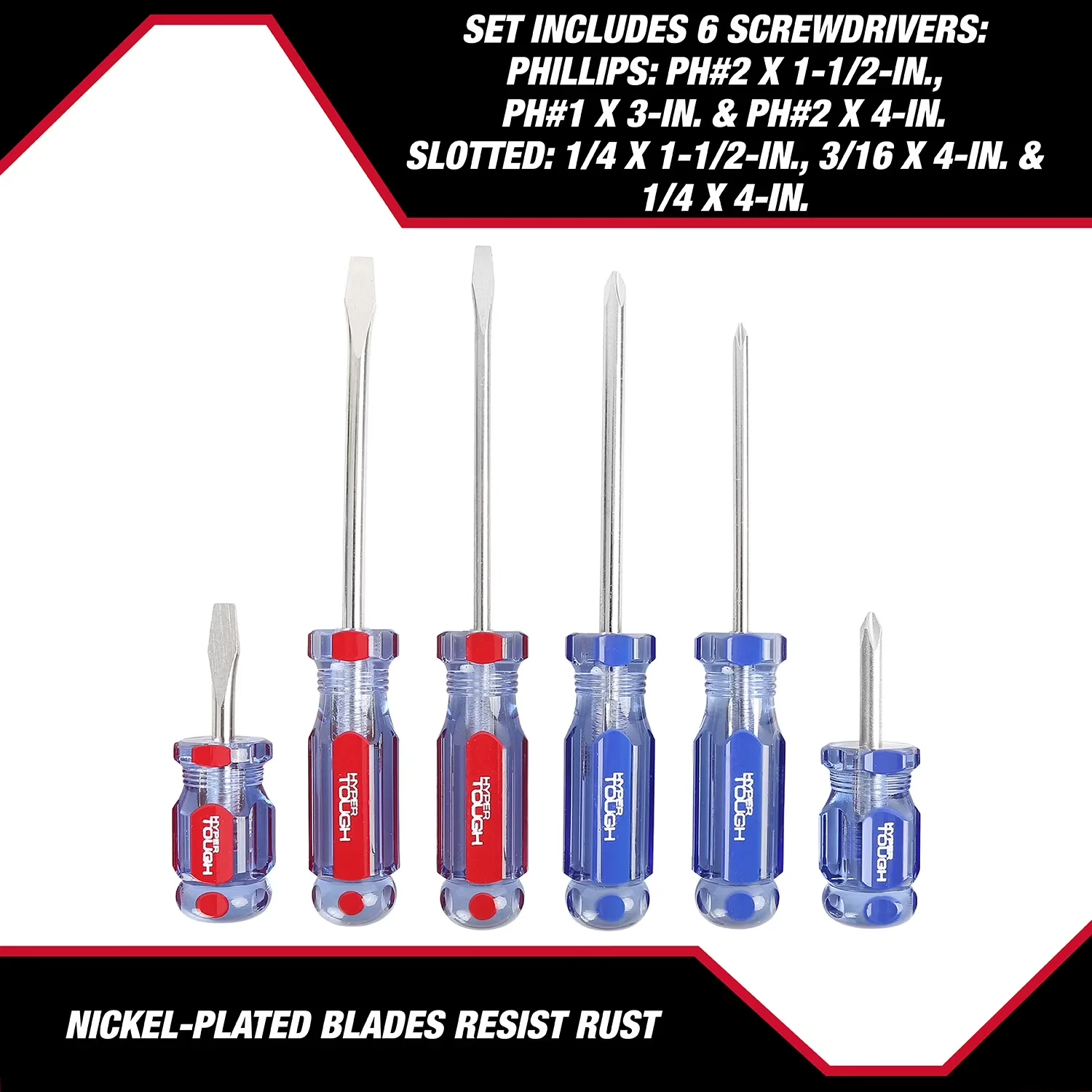 Professional Hand Tool Set with Rust Resistant, Nickel Plated Blades Resist Rust, Acetate Handle - Acetate, Steel Model 875023