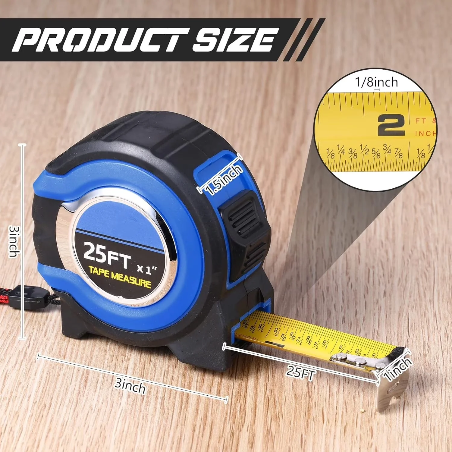Efficient Measuring Layout with Easy To Read, Blue), 10 Pack Tape Measure - Blue Abs Tpr Model FB95DB