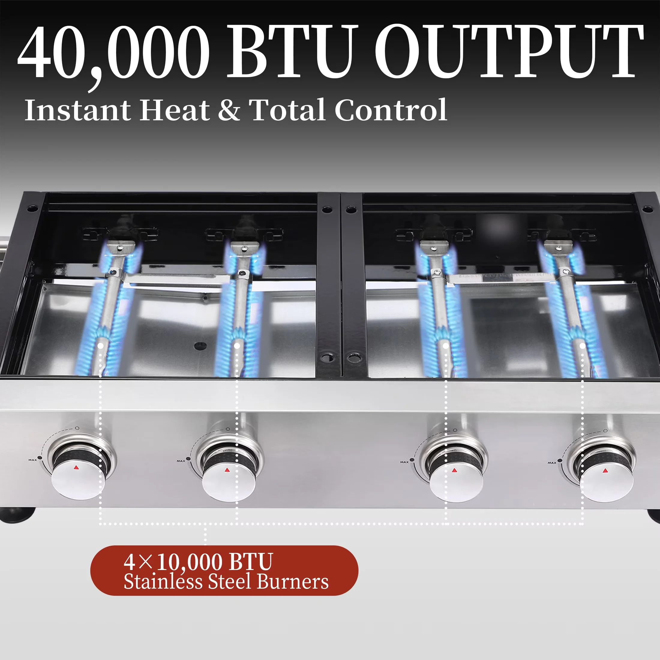 Modern Flat Top Grill with 38200 BTU, Portable - Stainless Steel Silver for Outdoor Model 533CF0