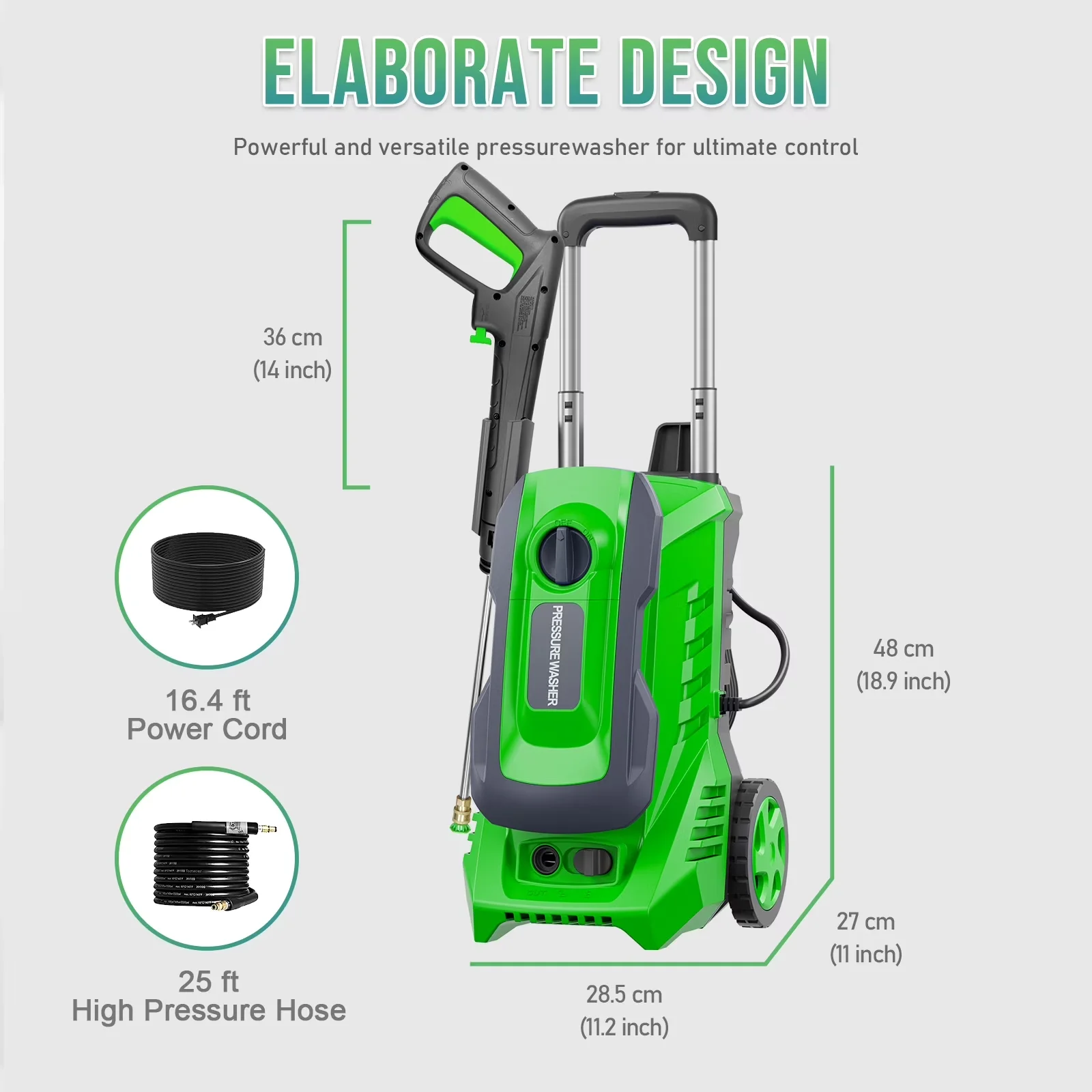Professional Pressure Washer with Max 2.8GPM, 4 Nozzles & 500ml Foam Cannon for Car, Home - Model 9699CB