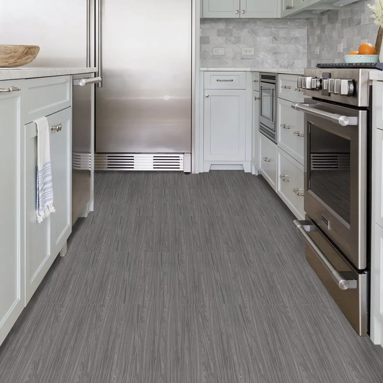 Grey Vinyl Flooring Vinyl Plank Flooring Essential with Waterproof, Easy Installation, Easy To Clean - Gray 35.4-in x 6-in Model B6BE24