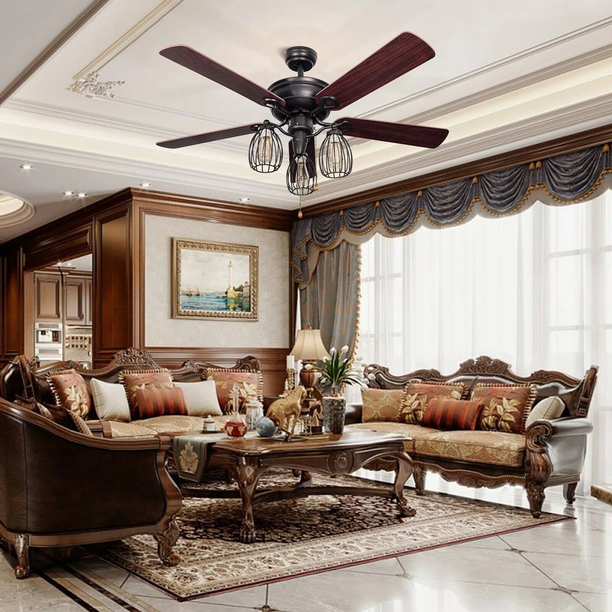 Essential Ceiling Fan with Incandescent, Reversible Blades - Iron Black Model 9BCFA9