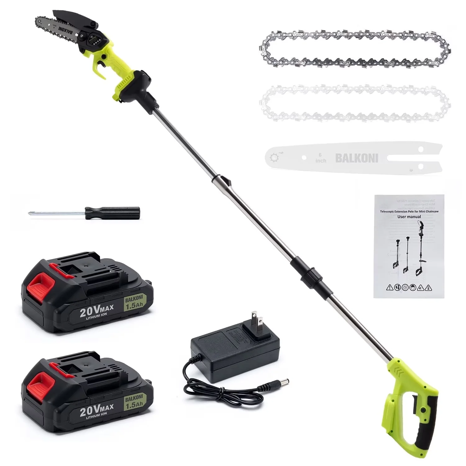 Versatile Pole Saw with Chainsbw With 5.25ft Telescopic, Cordless Sbw for General Purpose - Model C78F94