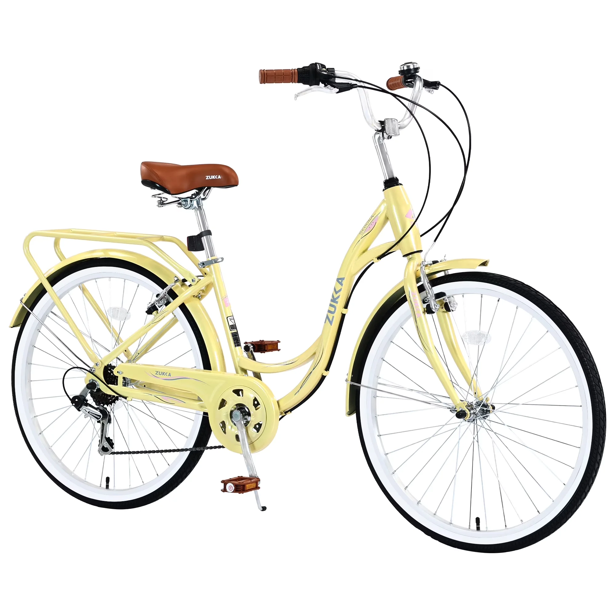 Cruiser Bike Sleek with Adjustable Seat - Yellow 24 inch - Industrial Grade Model 2C3337