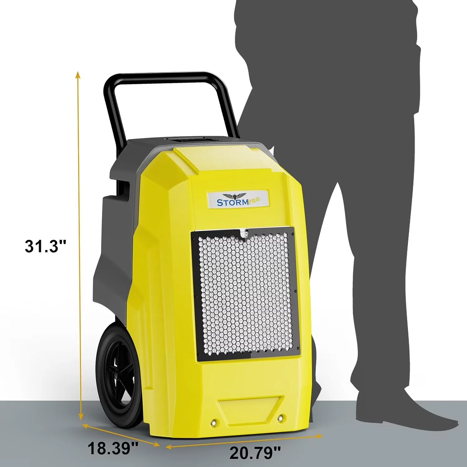 Dehumidifier Classic with Built-In Pump, Adjustable Humidistat, Energy Efficient - Yellow for Large, Commercial Model 1B94A3