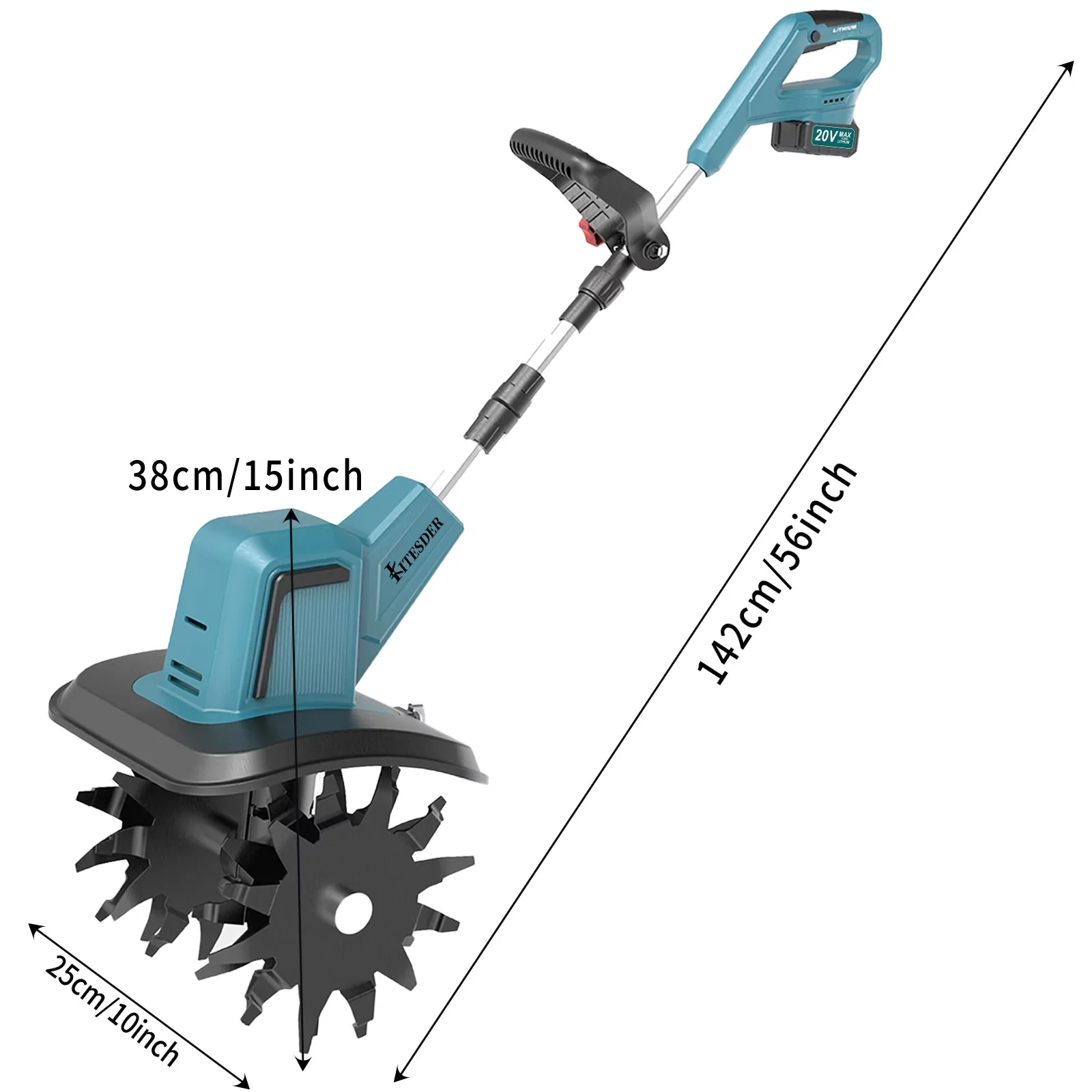 Versatile Trillers Cultivator with Battery, Garden Tiller, Manganese Steel Tines - Model 7E00EA