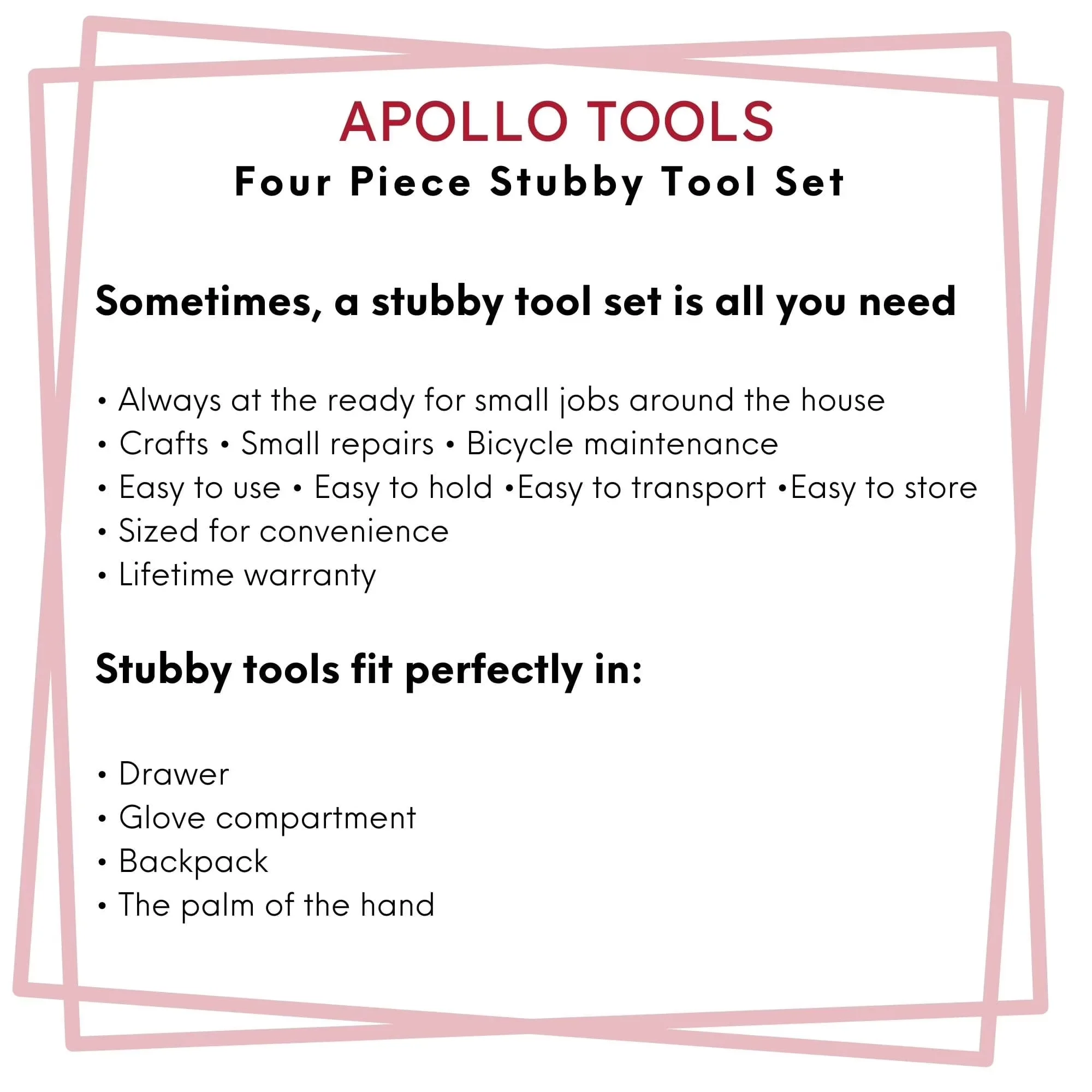 Versatile Hand Tool Set with Adjustable, Four Piece Stubby - Black DT0240 Model 178350