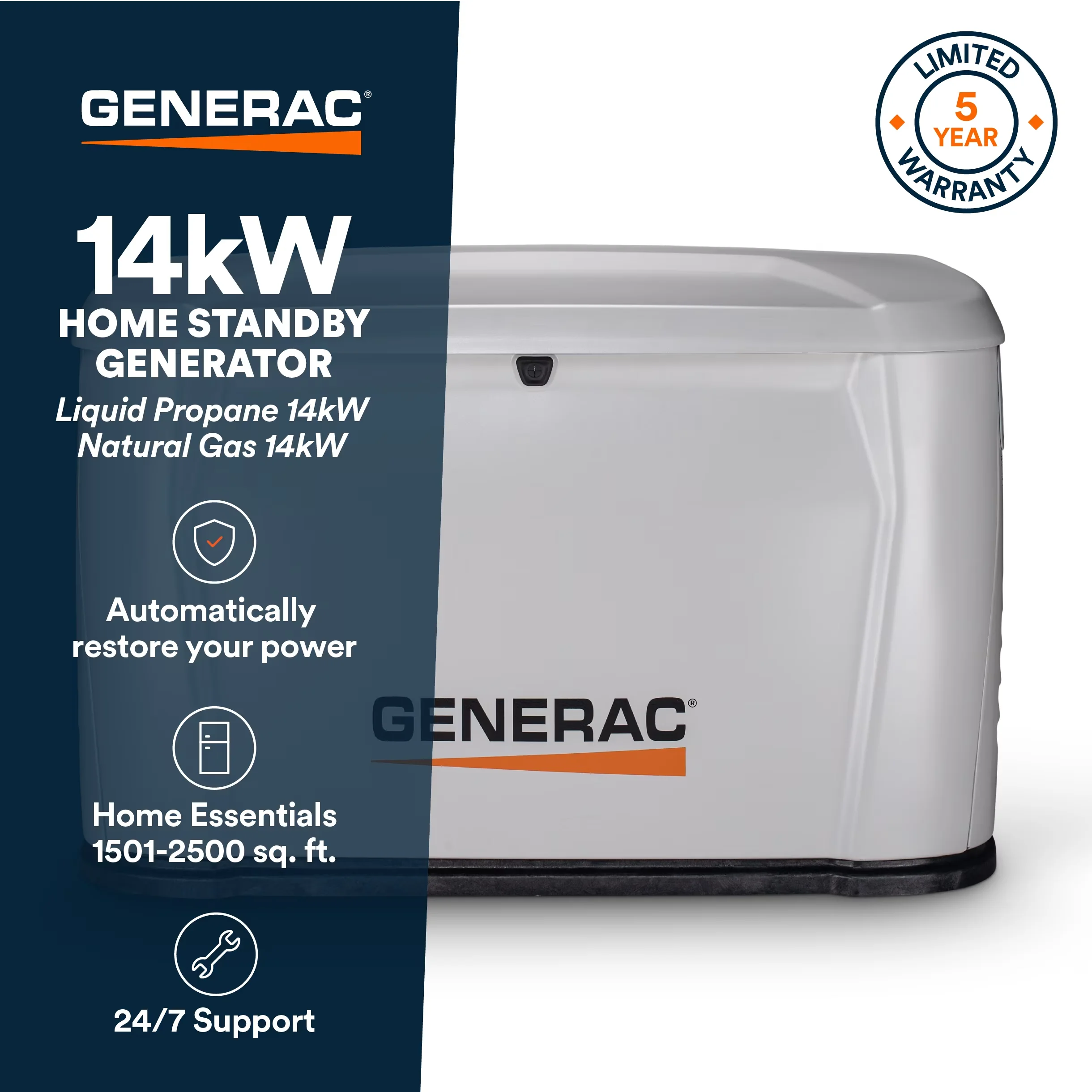 Professional Generator with Co Shut-Off, smart outage solution, 200 amp transfer switch - Model A0A1DE