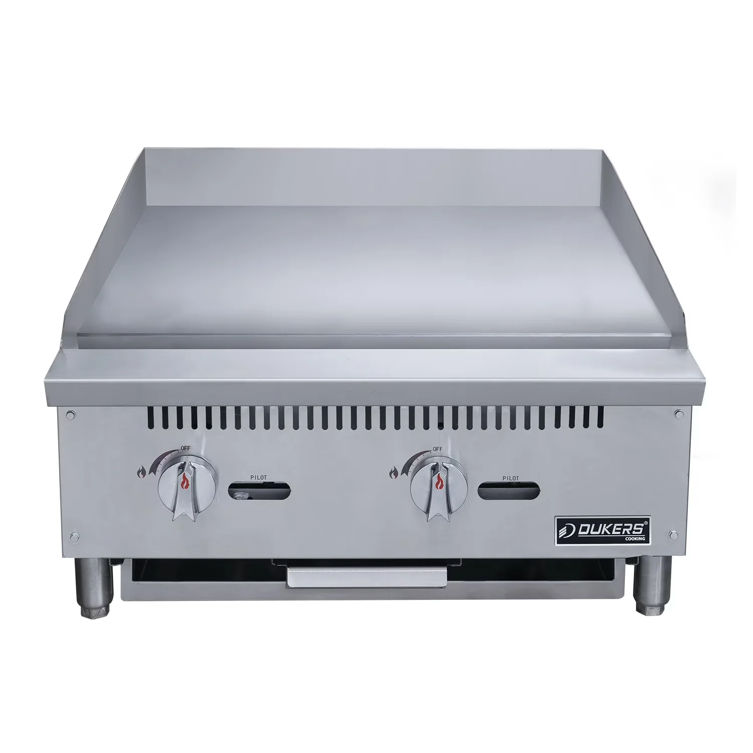 Classic Flat Top Grill with Dukers 24" Griddle, Stainless steel exterior and interior, 2 Burners - Silver Stainless Steel Model 5ECEF0