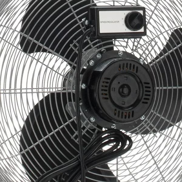 Compact Fans In Cooling with 5686 Max CFM, 18" Industrial Floor Fan, A rotary dial controls three speed - Silver Metal Model 715F13
