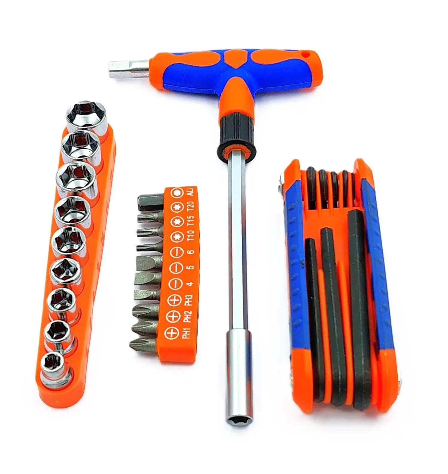 Professional Hand Tool Set with Precision, T-Shaped, 10 Pcs x Screw driver heads - Orange Model ED6295