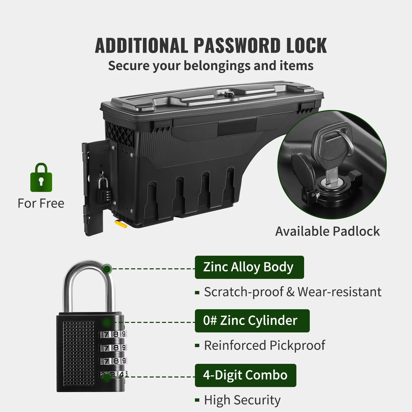 Modern Toolstorage with Lockable, Driver Side, Compatible - Abs & Carbon Steel Black Model 995A66