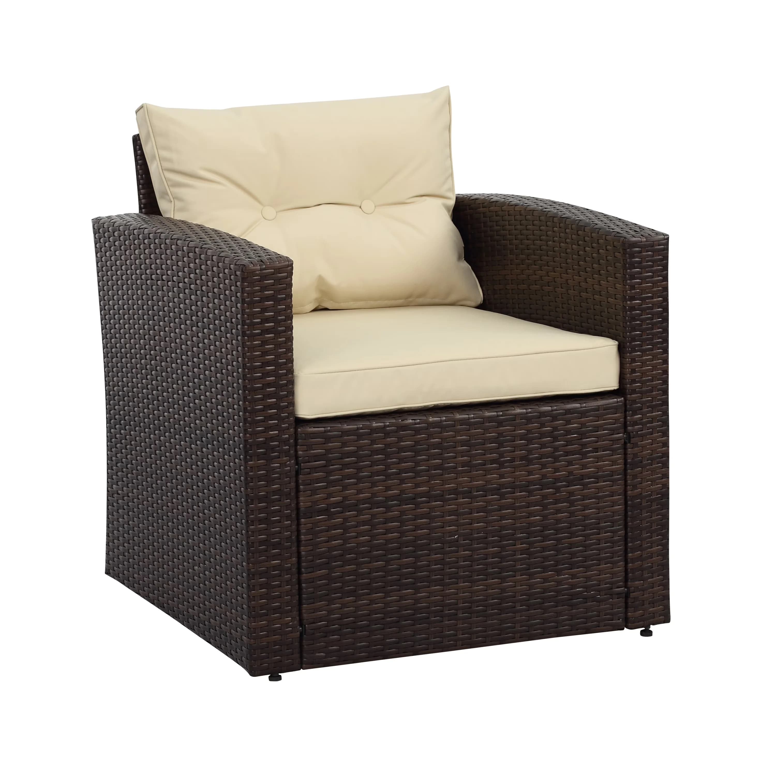 Modern Patio Conversation Set with Weatherproof, Incadozo 4 Piece All-Weather Wicker - Brown Resin Wicker Model D2C116