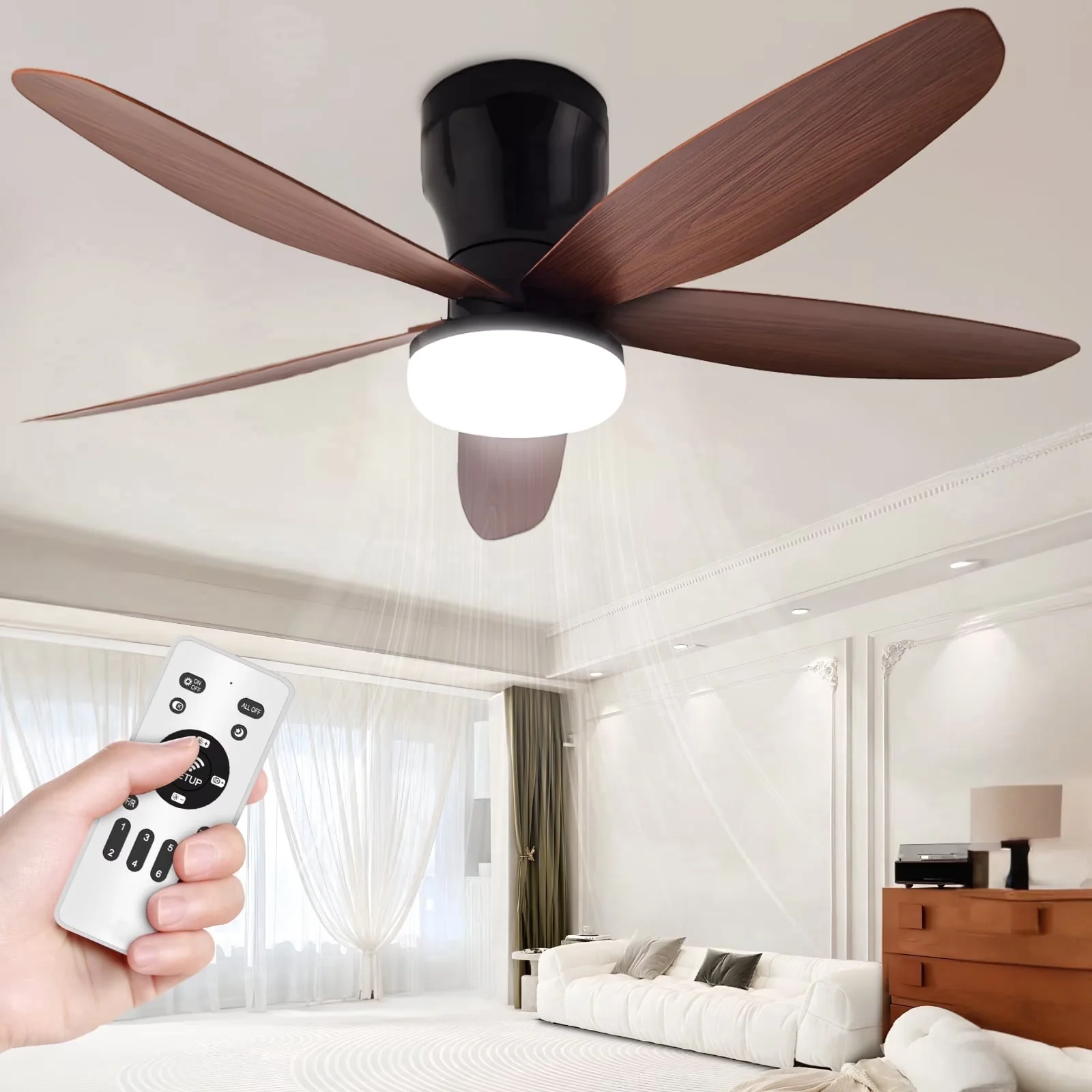 Ceiling Fan Versatile with LED, Dimmable, Modern - Brown Acrylic for Living Room, Bedroom Model 448035