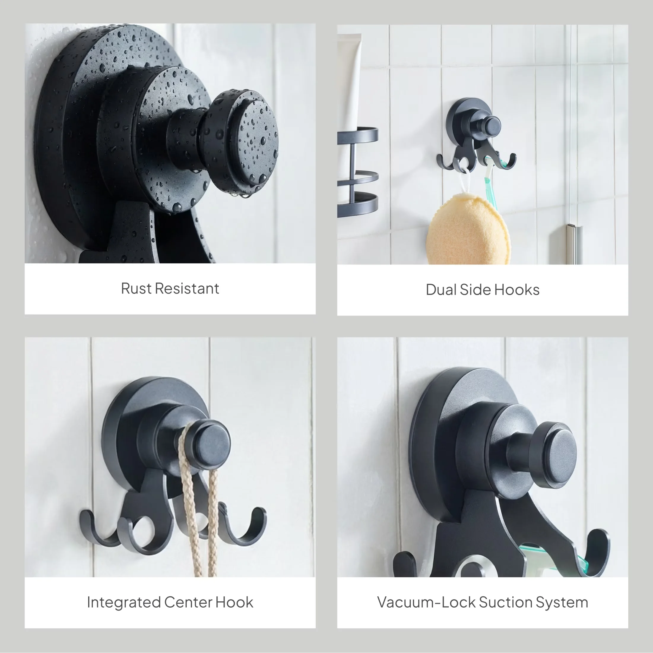 Sleek Bathroom Renovation with Rust Resistant, Matte Black - Steel; Abs; Rubber Black Model 28E5AA