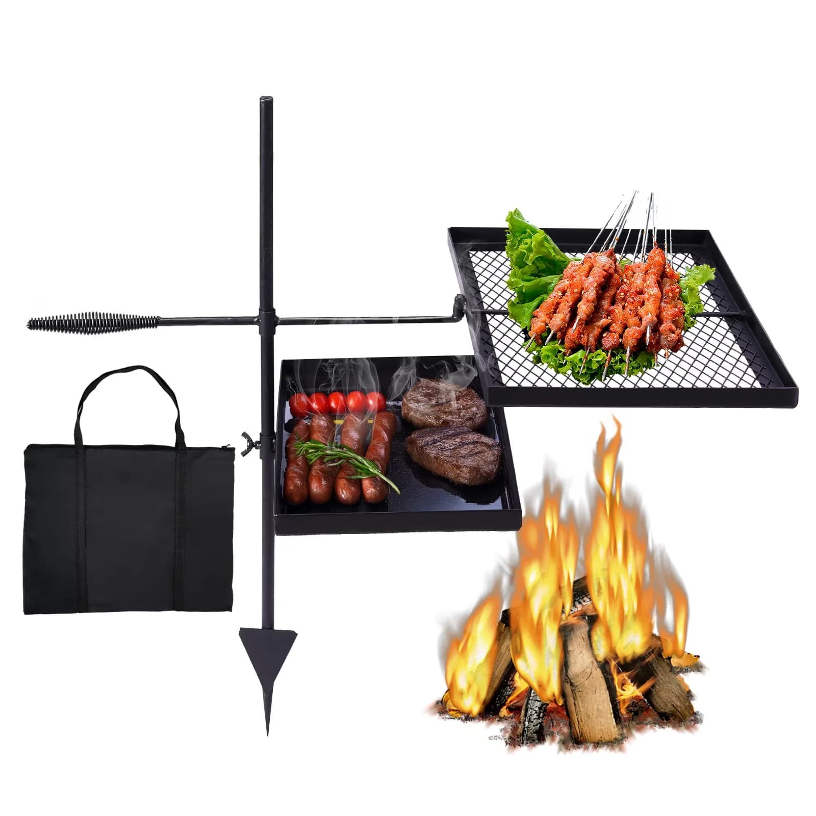 Professional Charcoal Grill with Tool Holder, Portable, Carry Bag - Steel Black Model EAE982